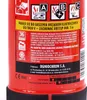 Close-up of a fire extinguisher label with various certifications and instructions. Produktbild-Vorschau