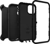 The image shows the disassembled components of a black Otterbox Defender case for an Apple iPhone 12/12 Pro, laid out against a white background. Anteprima dell’immagine prodotto