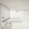 A top-down view of a modern bathroom shower enclosure with a glass panel and a white shower tray. Produktbild-Vorschau