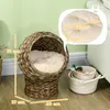 PawHut Rattan Katzenkorb Katzenhöhle Katzenbett mit Kissen Produktbild-Vorschau 3