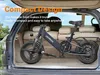 A blue foldable electric bike is placed inside the trunk of a car. Náhľad obrázku produktu