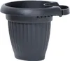 A dark gray planter pot with a ribbed texture and a unique attachment on the rim. Náhled obrázku produktu