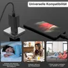 A collage of images showing a phone charger and people using their phones in different scenarios. Produktbild-Vorschau