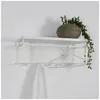 Wandgarderobe REX 3 Weiß mit weißem Stahlgestell, oberer Hutablage und unteren Haken, von vorne. Produktbild-Vorschau