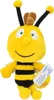 A plush toy bee with a tag attached to its arm. Produktbild-Vorschau
