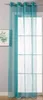 A sheer turquoise curtain hangs in front of a window with a grid pattern. Produktbild-Vorschau