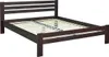 A dark brown wooden double bed frame with a slatted base, shown from a side-diagonal angle against a white background. Náhľad obrázku produktu