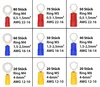 A grid of different types of ring terminals with their specifications listed. Produktbild-Vorschau