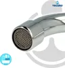 Close-up of a chrome faucet spout with a mesh aerator. Produktbild-Vorschau