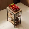 Mobiler Schrank auf Rollen, hellbraun, Küchenwagen, 60 cm Produktbild-Vorschau 3