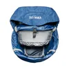 An open blue backpack with internal gray compartments, shown from a top-down perspective against a white background. Produktbild-Vorschau