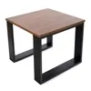 A square coffee table with a wooden top and black metal legs, isolated on a white background. Náhled obrázku produktu