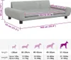 A diagram showing the dimensions and size recommendations for a dog bed, with illustrations of different dog breeds. Anteprima dell’immagine prodotto