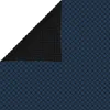 A corner of a pool solar cover is shown, with one side black and the other blue with a dotted pattern. Produktbild-Vorschau