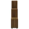 A tall, narrow, brown wooden shelf unit with a stepped design. Podgląd zdjęcia produktu
