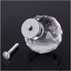 A close-up shot of a crystal drawer knob and a screw on a black background. Produktbild-Vorschau