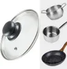 A collage of kitchenware items including a glass lid, a small pot, a saucepan, and a frying pan. Náhled obrázku produktu