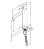 Technical drawing of a faucet with dimensions indicated. Produktbild-Vorschau