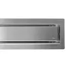 A close-up, straight-on view of a brushed steel shower drain. Anteprima dell’immagine prodotto