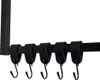 A black metal rack with five black leather loops, each with an S-hook hanging from it. Anteprima dell’immagine prodotto