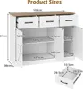 A diagram showing the dimensions of a white and brown cabinet. Podgląd zdjęcia produktu