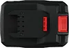 A top-down view of a black power tool battery with red accents. Produktbild-Vorschau