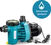 A turquoise and black pool pump is shown against a white background. Produktbild-Vorschau