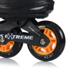 Close-up of inline skates, showing the wheels and frame. Podgląd zdjęcia produktu