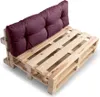 A pallet sofa with a violet cushion. Produktbild-Vorschau