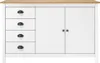 vidaXL Sideboard Hill Weiß 130x40x80 cm Massivholz Kiefer Produktbild-Vorschau 1