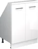A white high-gloss cabinet with two doors and silver handles, shown from a three-quarter angle. Anteprima dell’immagine prodotto