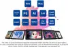 A graphic display tablet is shown with various software logos displayed above it. Produktbild-Vorschau