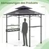 A diagram showing the dimensions of a grill pavilion, with a silhouette of a person for scale. Produktbild-Vorschau