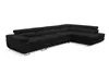 A black sectional sofa with a chaise lounge, shown from a side-angle on a white background. Produktbild-Vorschau