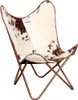 vidaXL Butterfly-Sessel Braun und Weiß Echtes Kuhfell Produktbild-Vorschau 4