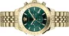 A close-up studio shot of a gold Versace chronograph watch with a green dial. Náhled obrázku produktu