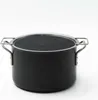A black pot with a silver lid and handles, shown from the side against a white background. Podgląd zdjęcia produktu