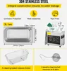 Collage of images showing an ultrasonic cleaner and its components and features. Voir les images du produit
