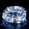 A coiled string of white LED lights on a reflective black surface. Voir les images du produit