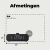 A diagram showing the dimensions of a Denver radio alarm clock, with measurements indicated. Podgląd zdjęcia produktu