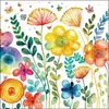 Servietten Papier 33x33cm 3-lag. mit Blumen Aquarell Motiv 20 Stück Produktbild-Vorschau