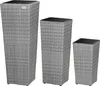 Set de 3 pots de fleurs polyrotin gris cache-pot pot Voir les images du produit 1