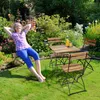 Relaxdays Gartenstuhl 4er Set, klappbar, Metall, Naturholz, Produktbild-Vorschau 3