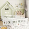 Lit de camp pour enfants avec design de cheminée, barrière Voir les images du produit 1