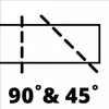 An illustration showing how to cut at 90 and 45 degrees. Voir les images du produit