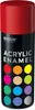 A spray can of acrylic enamel paint with a red cap and a black body displaying various color swatches. Produktbild-Vorschau