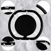 Close-up views of a black and clear plastic dustbin lid with silver clasps, set against a fluffy light gray and white background. Produktbild-Vorschau