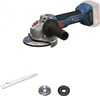 A cordless angle grinder and its accessories are displayed against a white background. Náhľad obrázku produktu