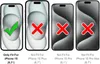 Four iPhone outlines showing compatibility with a case. Produktbild-Vorschau