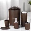 6tlg Badset Badezimmer Zubehör Set Organizer: (Braun Design Produktbild-Vorschau 3